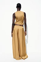PANTALON LARGE SATINÉ CEINTURE