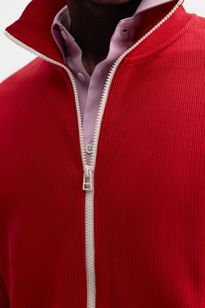 TEXTURED ZIP SWEATSHIRT