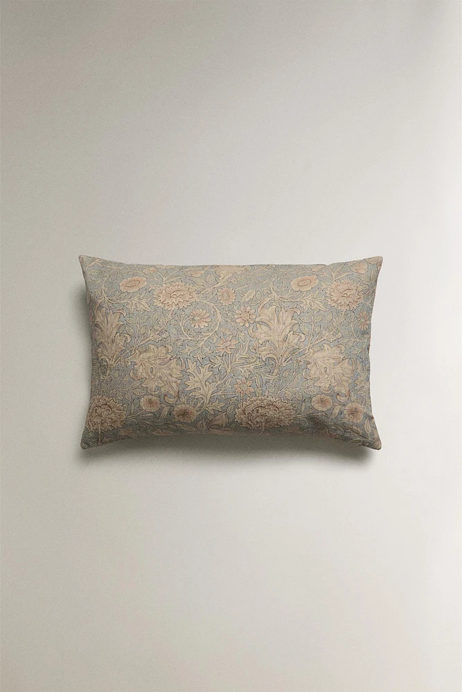 MORRIS & CO. WASHED LINEN PRINTED THROW PILLOW COVER