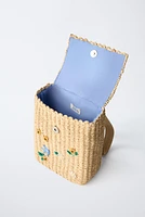 FLORAL RAFFIA BACKPACK