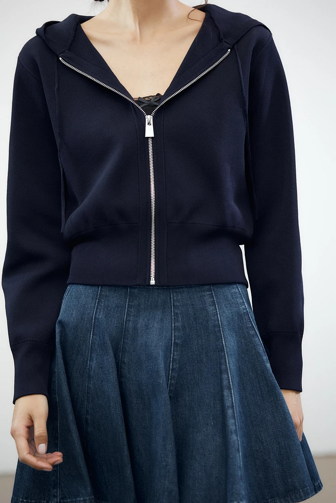 PLAIN HOODED CARDIGAN