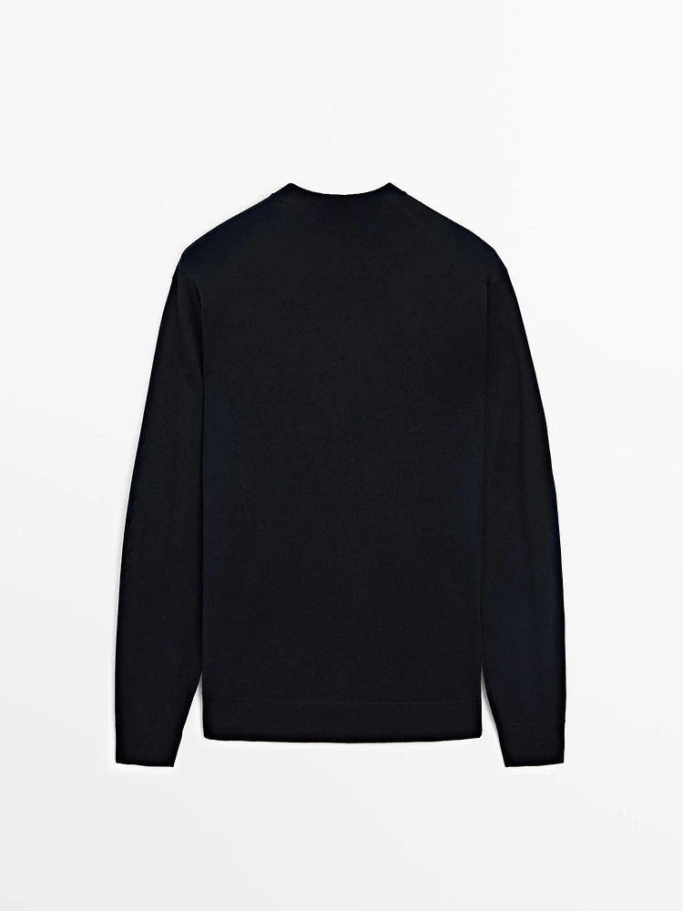 Merino wool V-neck knit cardigan