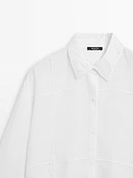 Chemisier 100 % lin avec broderies