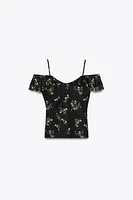 PRINTED TULLE TOP