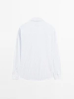 Regular fit striped cotton blend shirt