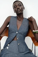 GILET PEPLUM EN LIN