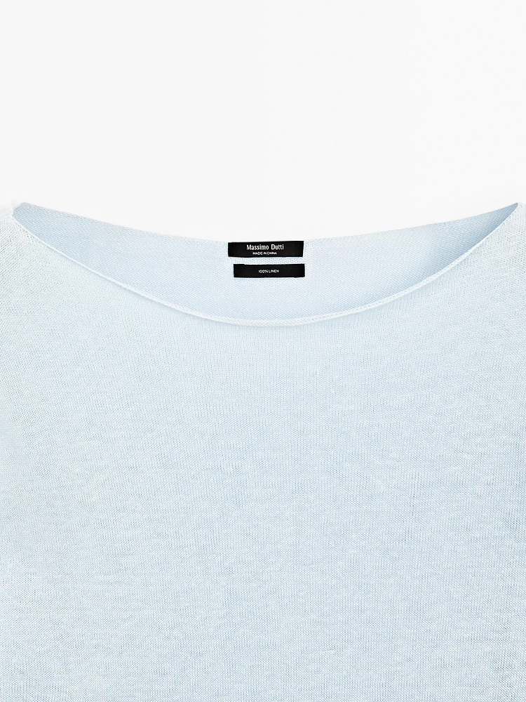 Pull col bateau 100 % lin