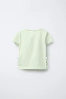 RIBBED CUT OUT BOW T-SHIRT