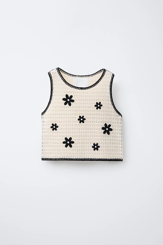 TOP EN MAILLE CROCHET FLEURS