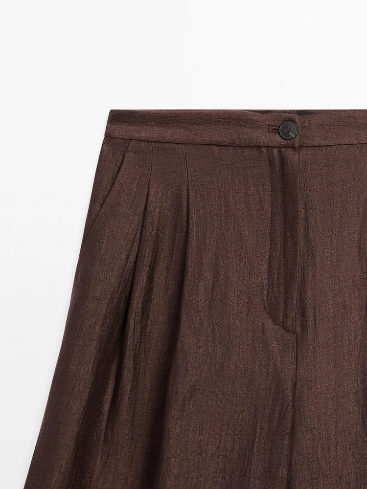 Pantalon large mid-rise crinckle