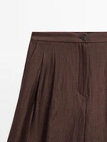 Pantalon large mid-rise crinckle