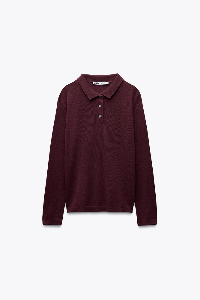 BASIC KNIT POLO TOP