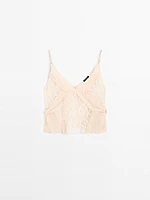 Semi-sheer lace camisole top