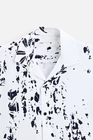 LEAF PRINT STRETCH SHIRT