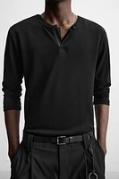 SEMI-SHEER T-SHIRT WITH FRONT OPENING