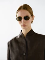 Linen blend high neck blazer