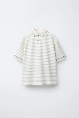 STRIPED TEXTURED POLO SHIRT