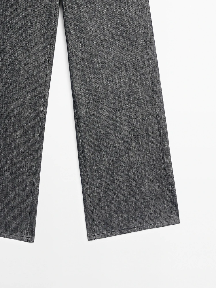 Mid-rise wide-leg trousers