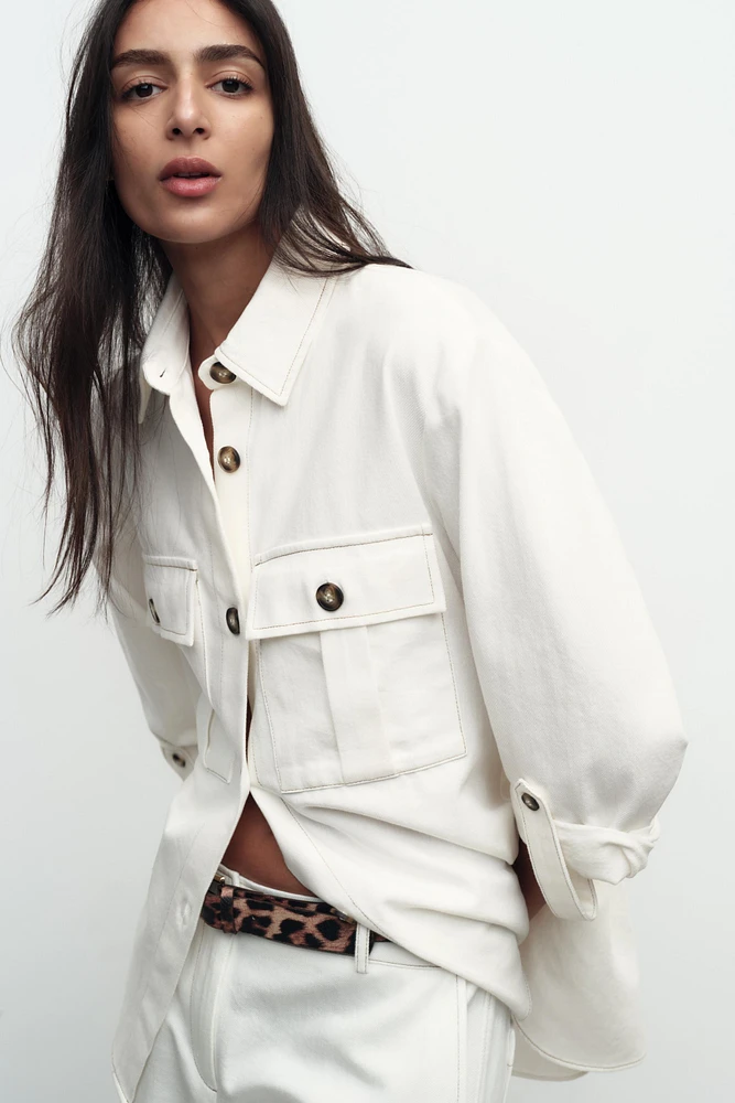 OVERSHIRT WITH CONTRASTING TOPSTITCHING
