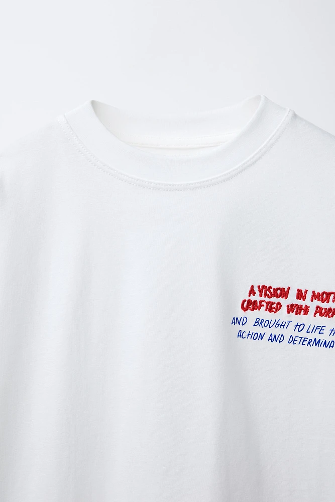 EMBROIDERED TEXT T-SHIRT