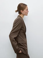 Fitted wool blend blazer