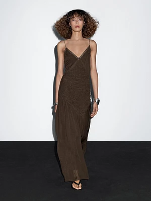 Robe longue nuisette froncée