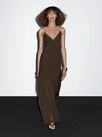 Robe longue nuisette froncée