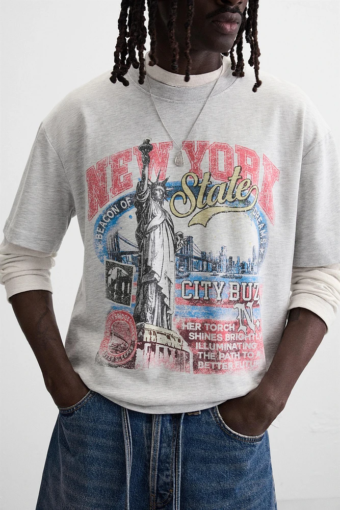 WASHED PRINT T-SHIRT