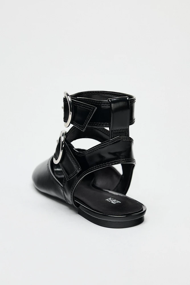 SLINGBACK DOUBLE BUCKLE BALLET FLATS