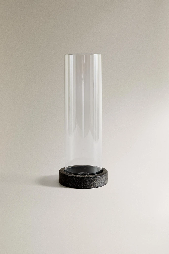GLASS AND METAL LANTERN