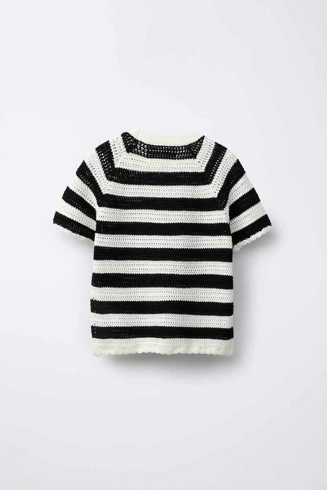 HEART PATCH STRIPED T-SHIRT