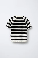 HEART PATCH STRIPED T-SHIRT