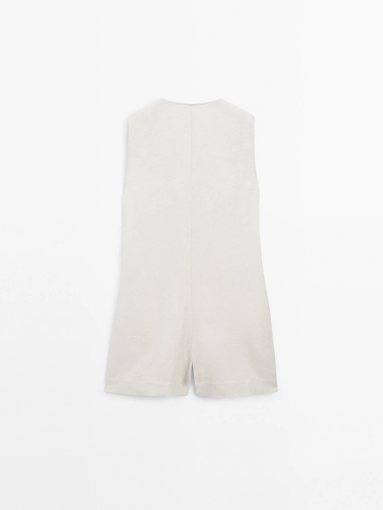 Linen blend short jumpsuit