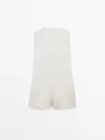 Linen blend short jumpsuit