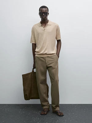 Ribbed knit polo shirt