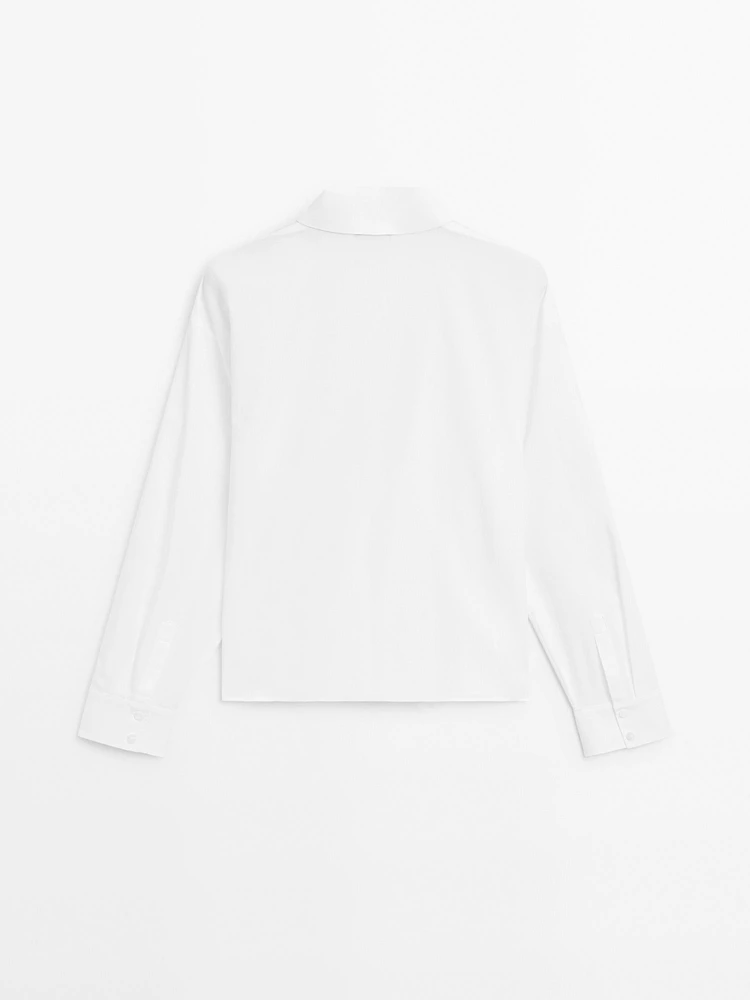 Chemisier drapé bas asymétrique 100 % coton