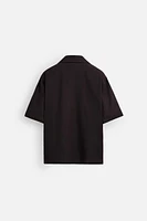 PLEATED COTTON-LINEN SHIRT
