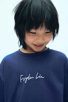 PLAIN T-SHIRT WITH TEXT X FANGLU LIN