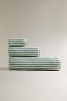 SERVIETTE DE BAIN TEXTURE RAYURES COLORÉES