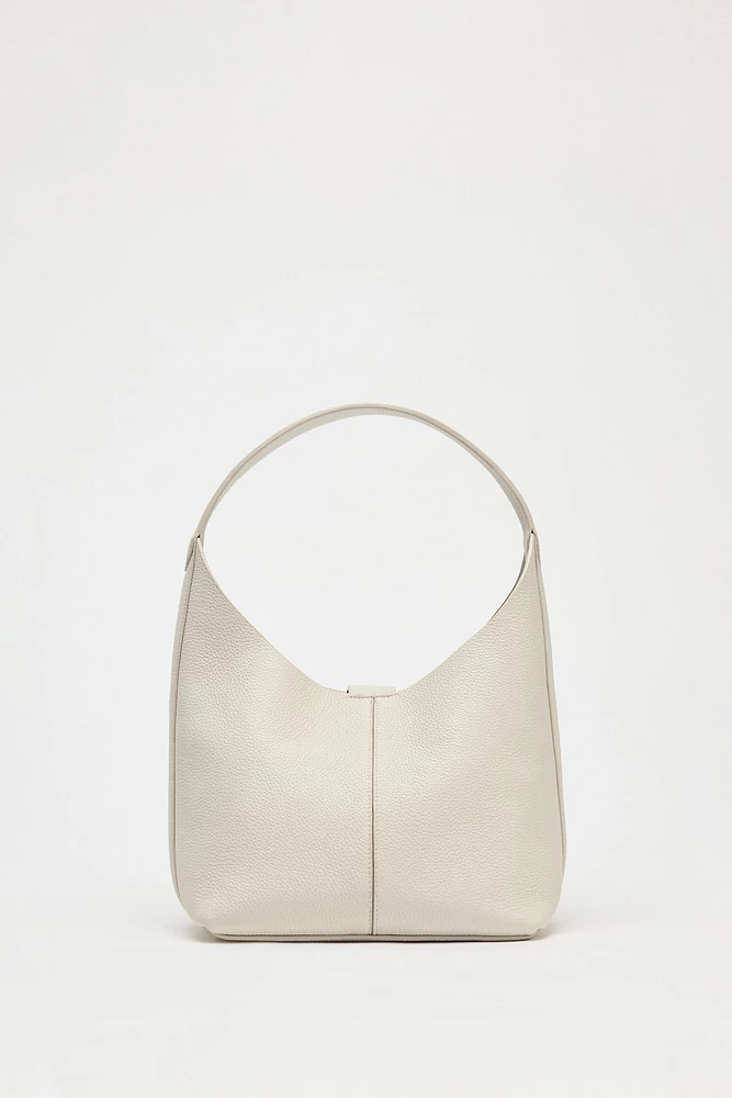 GRAINED LEATHER BUCKET BAG
