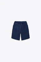 PLEATED DENIM SHORTS X FANGLU LIN