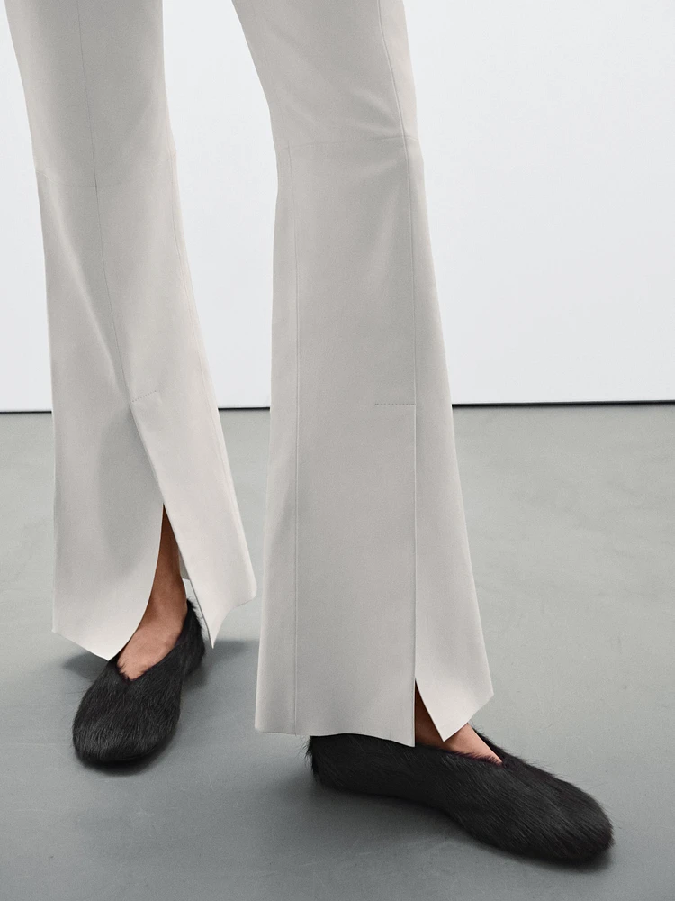 Flared leather trousers with vents - Studio