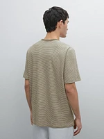 Striped linen and cotton T-shirt