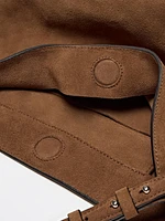 Sac seau en croûte de cuir