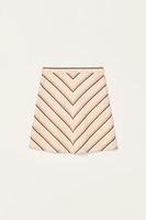 LIMITED EDITION STRIPED COTTON LINEN MIDI SKIRT