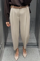 PLEATED BELTED PANTS