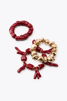 LOT DE 3 BRACELETS ÉLASTIQUES CORAIL