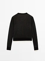 Cotton blend double-layer knit cardigan
