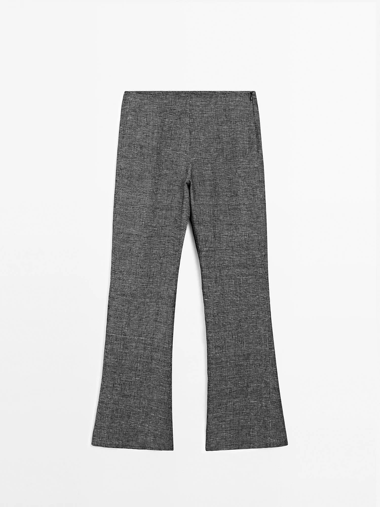 100% linen straight-leg trousers