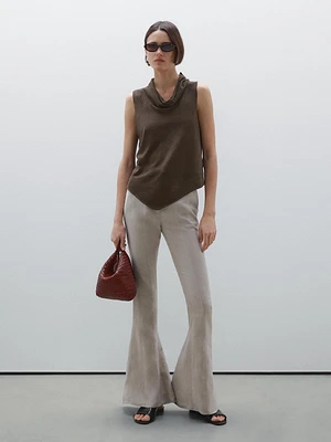 Top drapé asymétrique 100 % lin